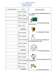 English worksheet: students on duty