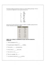 English Worksheet: POSSESSIVE PRONOUNS AND POSSESSIVE ADJECTIVES 