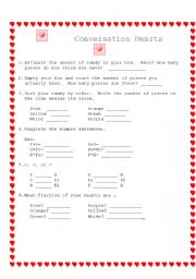 English worksheet: Conversation Hearts: Math 