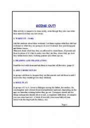 English worksheet: Going out!