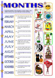 English Worksheet: Months