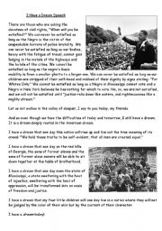 English Worksheet: Martin Luther King I have a dream extract