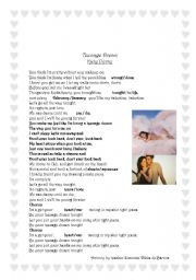 English worksheet: teenage dream kate perry