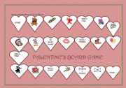 English worksheet: Valentines day board game