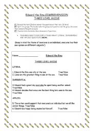English Worksheet: Edward the Emu three level guide