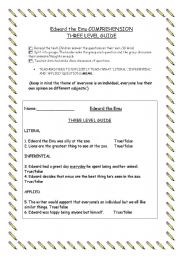 English worksheet: Edward the Emu three level guide