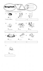 English worksheet: animals action