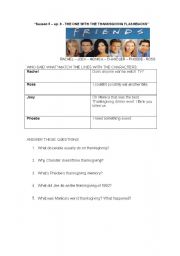 English Worksheet: Friends - The one with the thanksgiving flashbacks