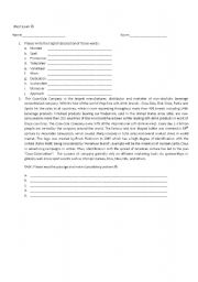 English worksheet: short quiz