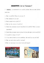 English Worksheet: Social Problems：Graffiti 