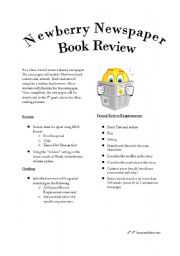 English Worksheet: Newberry Award Winner-Book Report