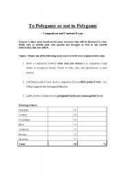 English worksheet: Polygamy -- Comparison and Contrast Essay topics