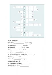 English worksheet: Noun crosswords (part of speech)