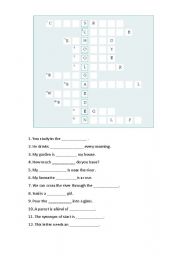 English Worksheet: Noun crosswords (part of speech)