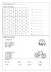 English worksheet: color worksheet