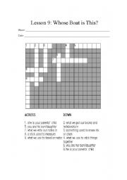 English worksheet: Crossword