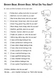 English Worksheet: Brown Bear Brown Bear What Do You See