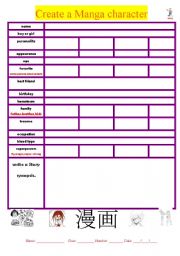 English worksheet: Create a manga character