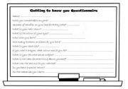 English worksheet: Questionnaire: Getting to know you