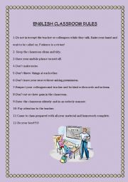 English Worksheet: CLASSROOM RULES