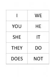 English Worksheet: Do/Doesnt Flashcards