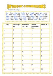 English Worksheet: present continuous dictation
