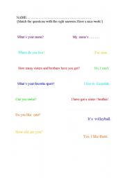 English Worksheet: Grammar- question time