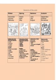 English Worksheet: Seasons of the year, oral and written activities 