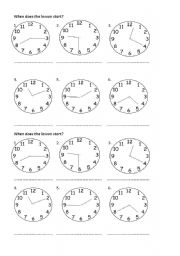 English Worksheet: Telling the time