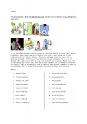 English Worksheet: Present Continuous (ING VERBS) Practice