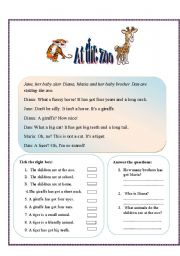 English Worksheet: At the zoo