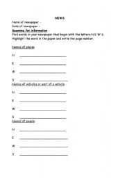 English Worksheet: Using newspapers