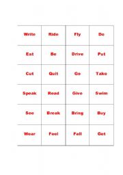 Irregular verbs activity cards (double sided) +activity instructions =7 pages