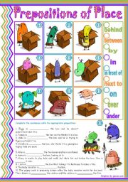 English Worksheet: Prepositions of Place  2 simple tasks for beginners  editable