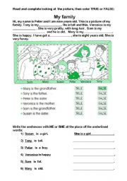 English Worksheet: My family