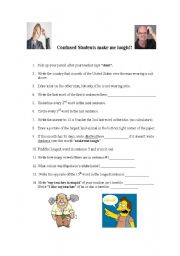 English Worksheet: CONFUSED STUDENTS MAKE ME LAUGH