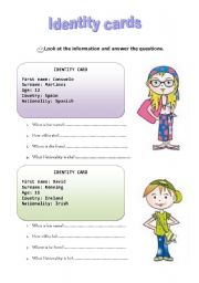 English Worksheet: Identity cards