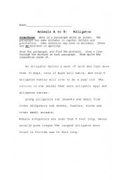 English worksheet: Animals A to Z:  Alligator Editing paragraph