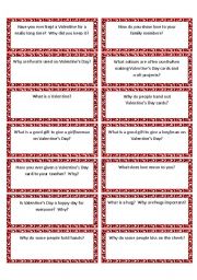 English Worksheet: Valentines Day Conversation Cards (Includes 42 Question Cards, 28 Blank Cards and 14 Happy Valentines Day Gift Tags)