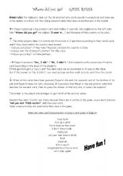 English worksheet: WHERE DID YOU GO? game rules