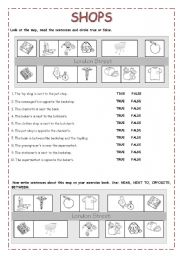 English Worksheet: SHOPS+PREPOSITIONS OF PLACE