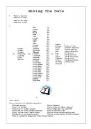 English Worksheet: Giving the Date