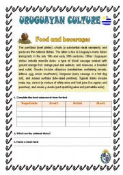 English worksheet: Uruguayan culture part 1