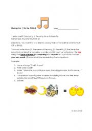 English worksheet: Simile & Metaphor Song