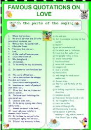 English Worksheet: Famous Quotations on love