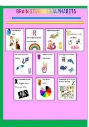 English worksheet: ALPHABETS(2)- BRAIN STORMING