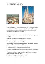 English Worksheet: Eco Turism and Spain