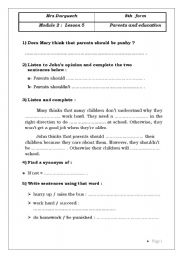 8th form Module 2 Lesson 5 (Parents and  education) Part 1