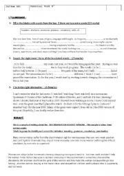 English Worksheet: 2nd year Remedial work 