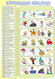 English Worksheet: Expressing Abilities - PART II - Exercises